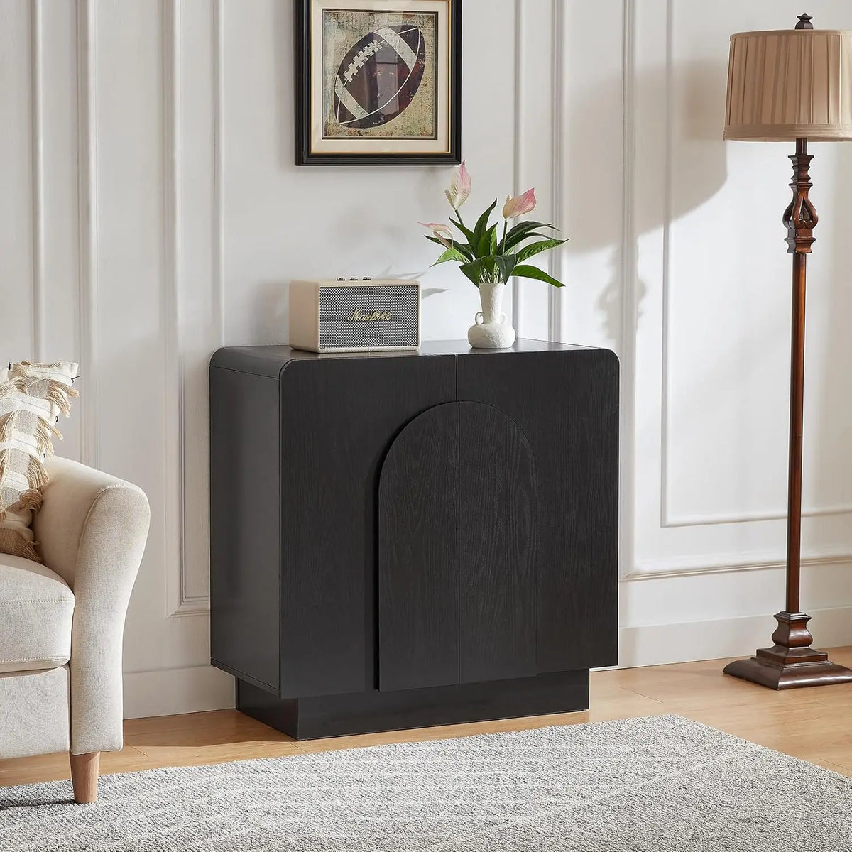 ONBRILL Modern Sideboard Cabinet With Drawers And Arched Doors