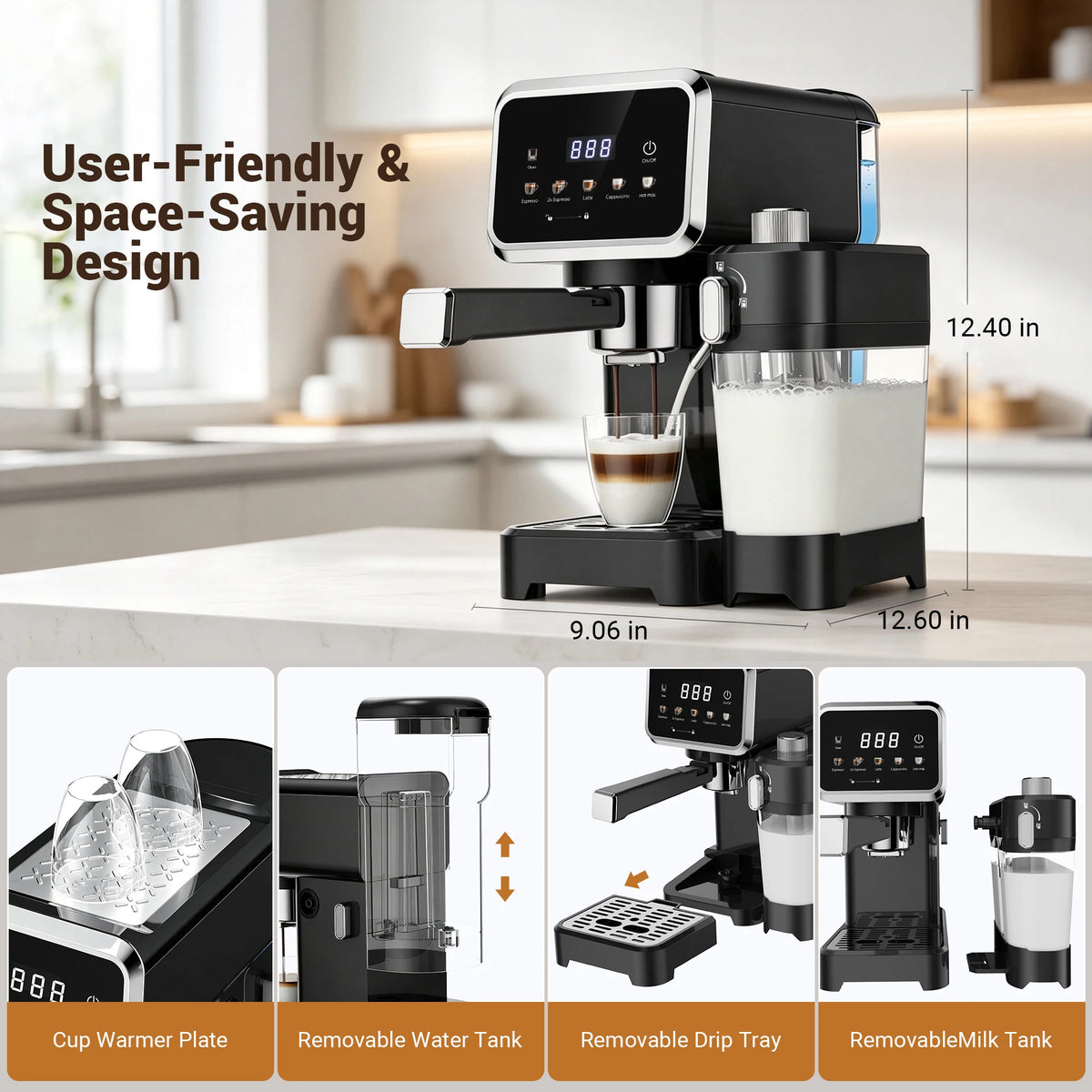 Automatic Milk Frother Espresso Machine With Touchscreen And Dual Boiler