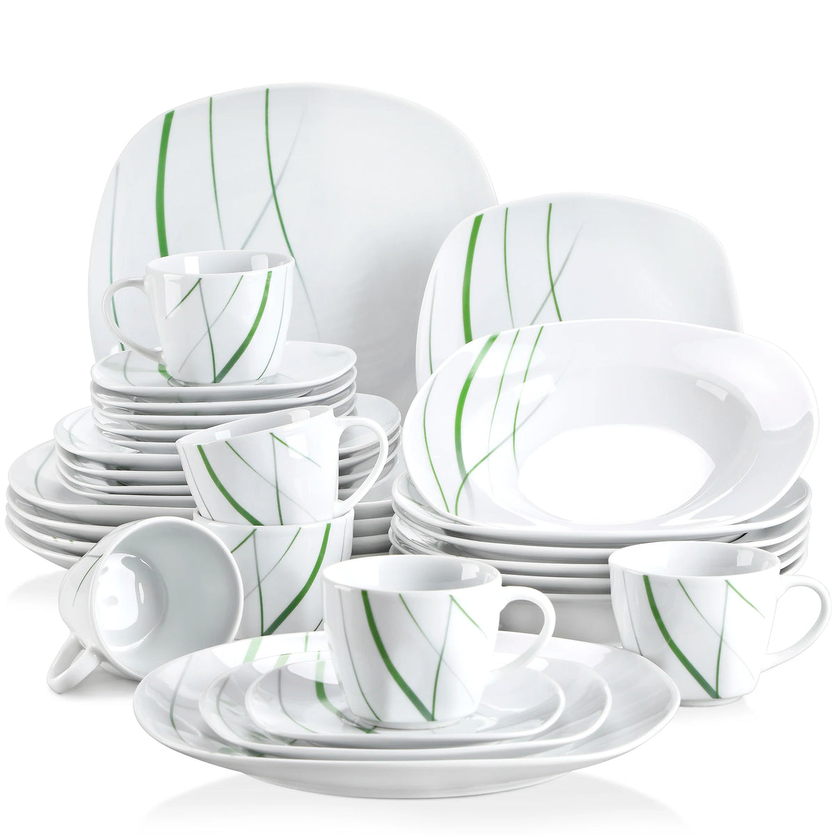 VEWEET Aviva Porcelain Dinnerware Set With Plates Cups And Saucers