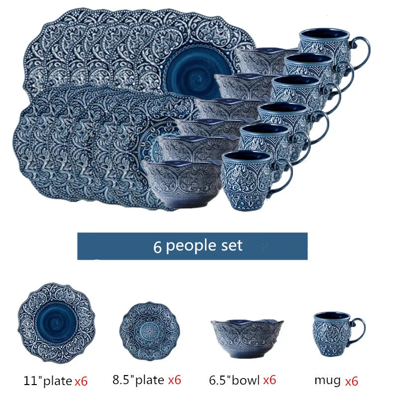 Ceramic Dinnerware Set With Plates Bowls Cups And Serving Dishes