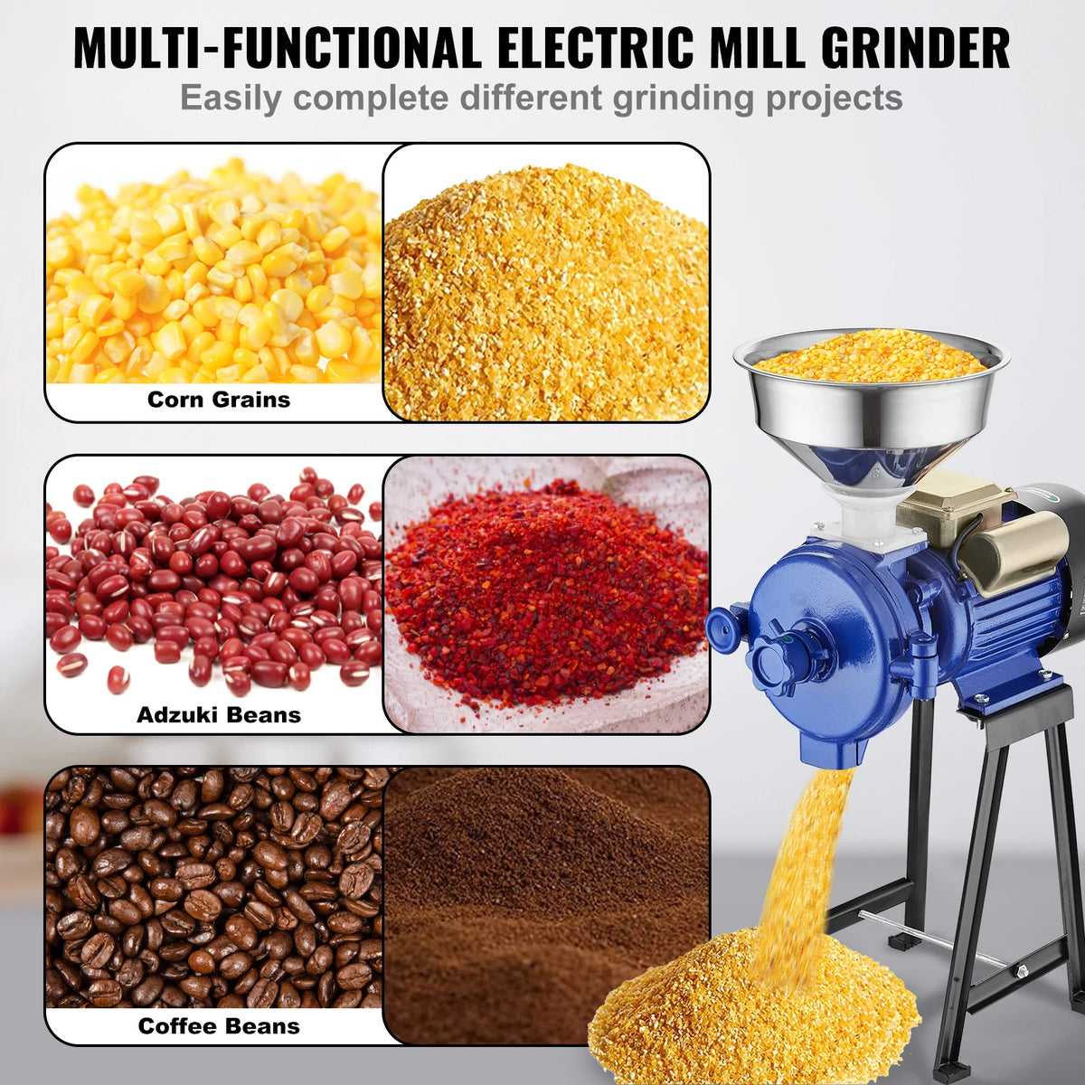 VEVOR Commercial Electric Grain Mill Grinder for Corn and Spices