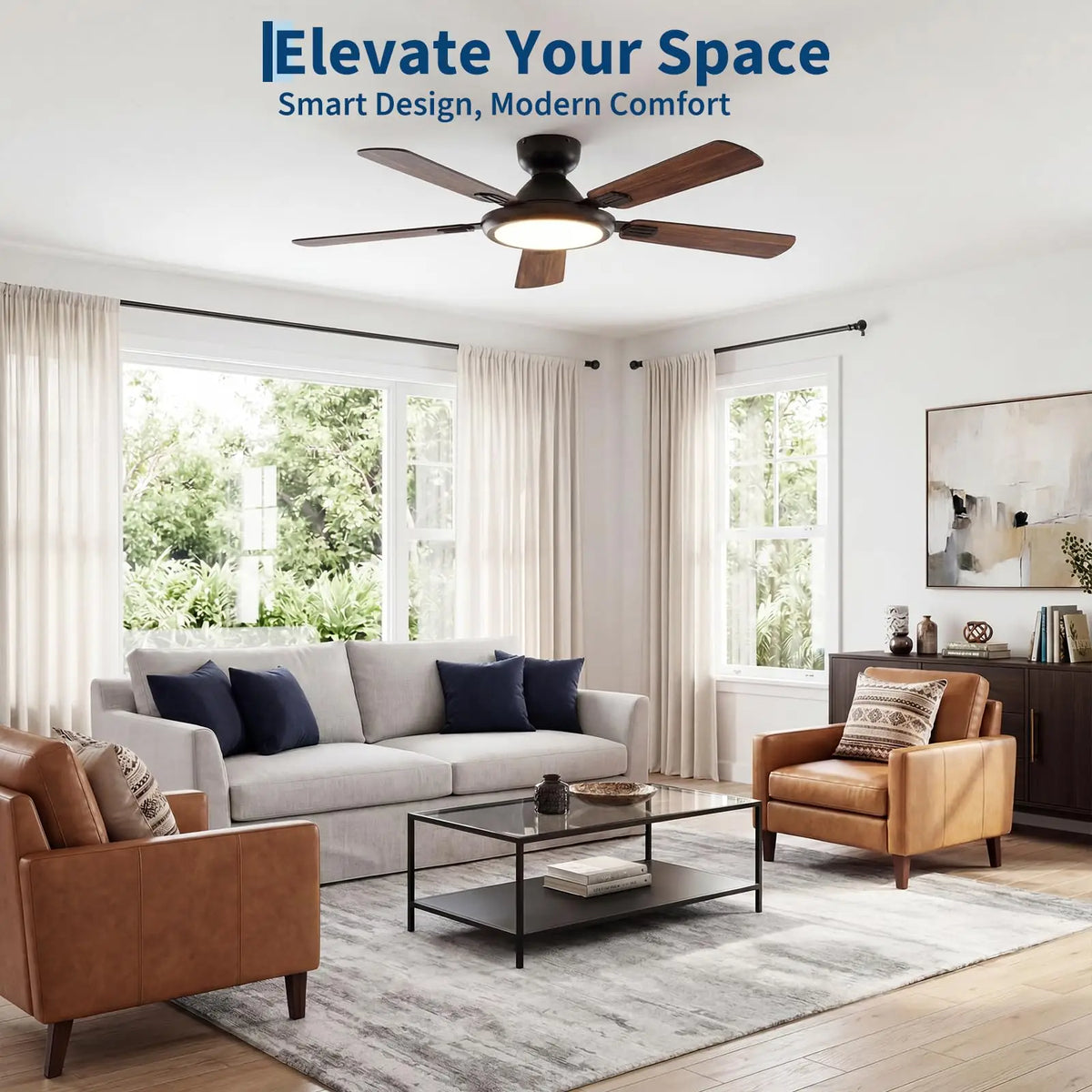 Adoolla Smart Ceiling Fan With Lights Alexa WiFi Remote