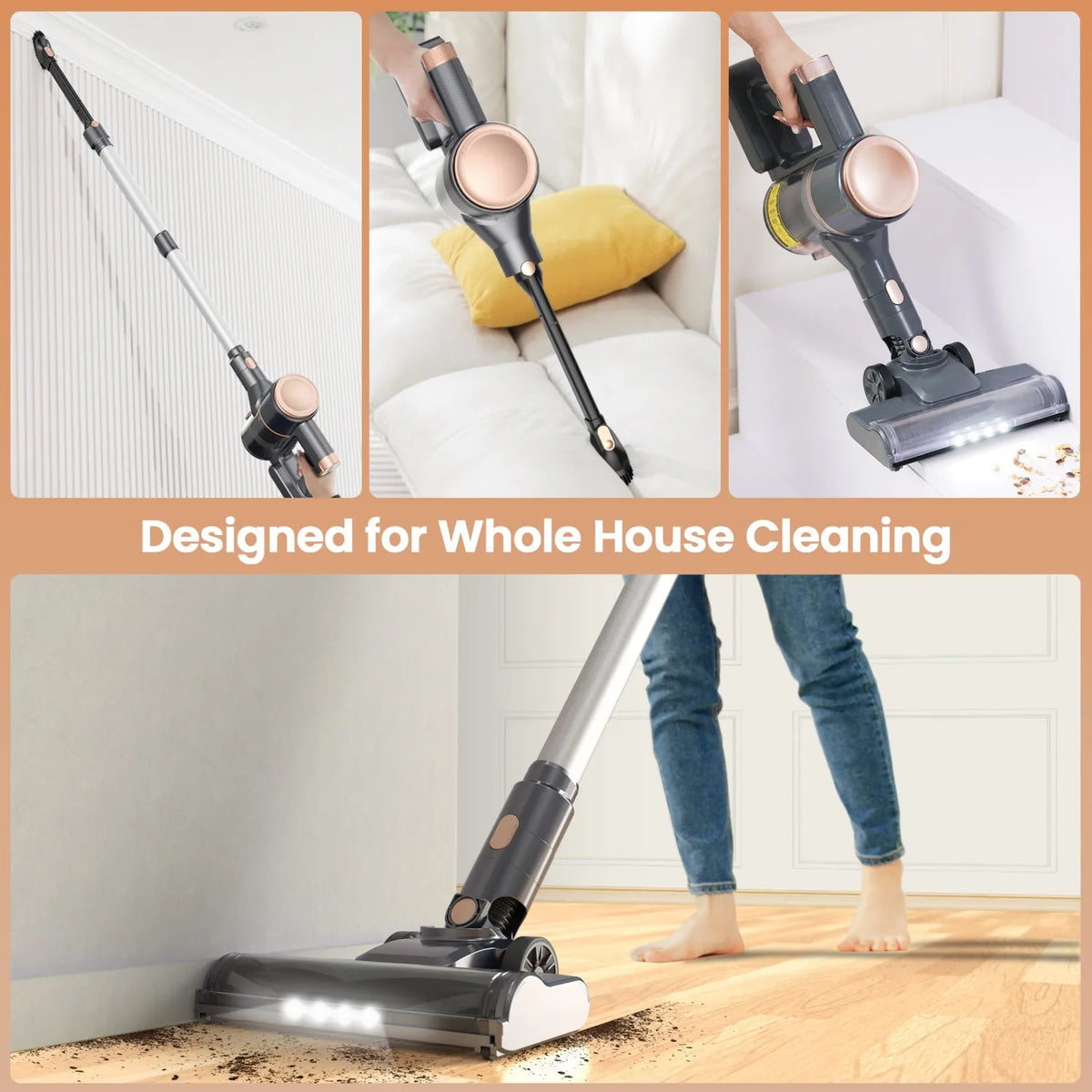 YISORA N8 Cordless Vacuum Cleaner for Pet Hair and Carpets
