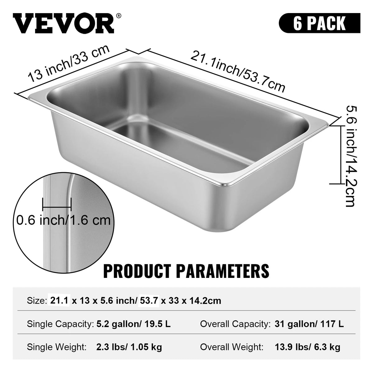 SucceBuy Stainless Steel Buffet Chafing Dishes Steam Table Pans