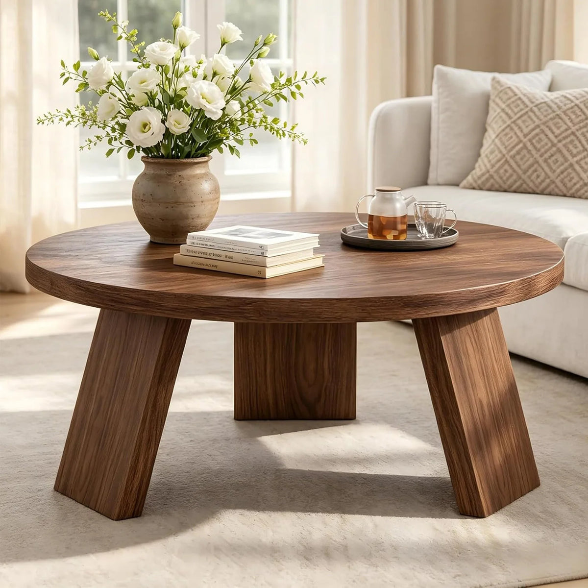 HiMISS Modern Coffee Table With Wood Grain And Angled Legs
