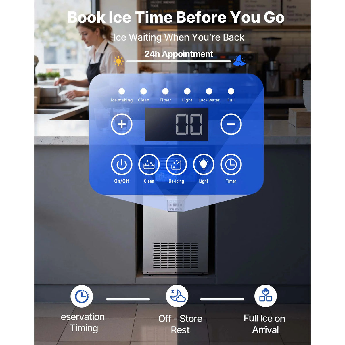 SucceBuy Commercial Ice Maker for Built In or Freestanding Use