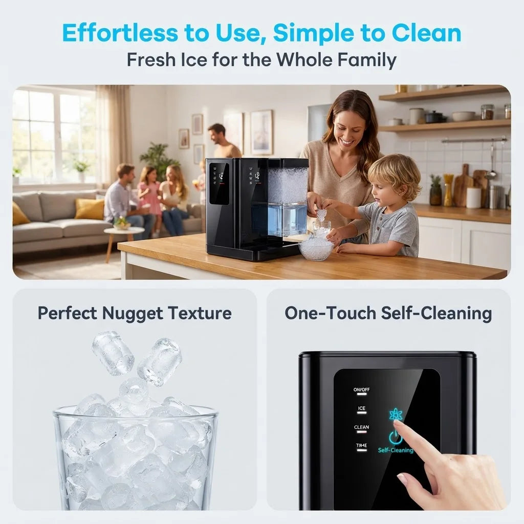 PHILERGO Portable Nugget Ice Maker With Self Cleaning Function
