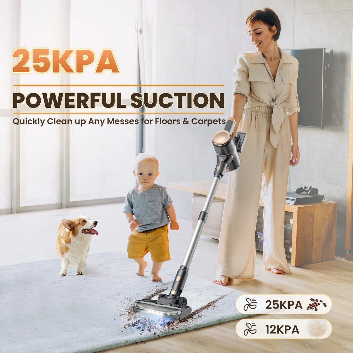 YISORA N8 Cordless Vacuum Cleaner for Pet Hair and Carpets