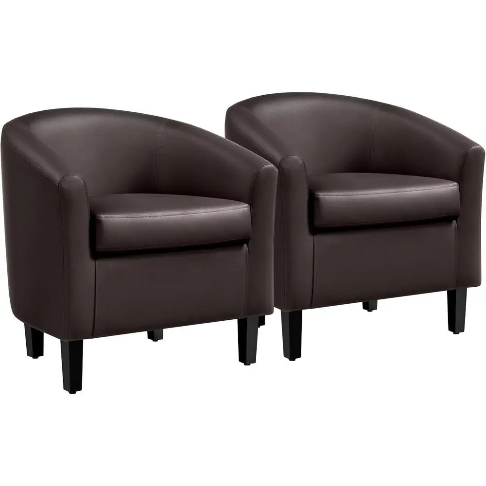 PU Leather Barrel Accent Chairs With Soft Padded Club Seating