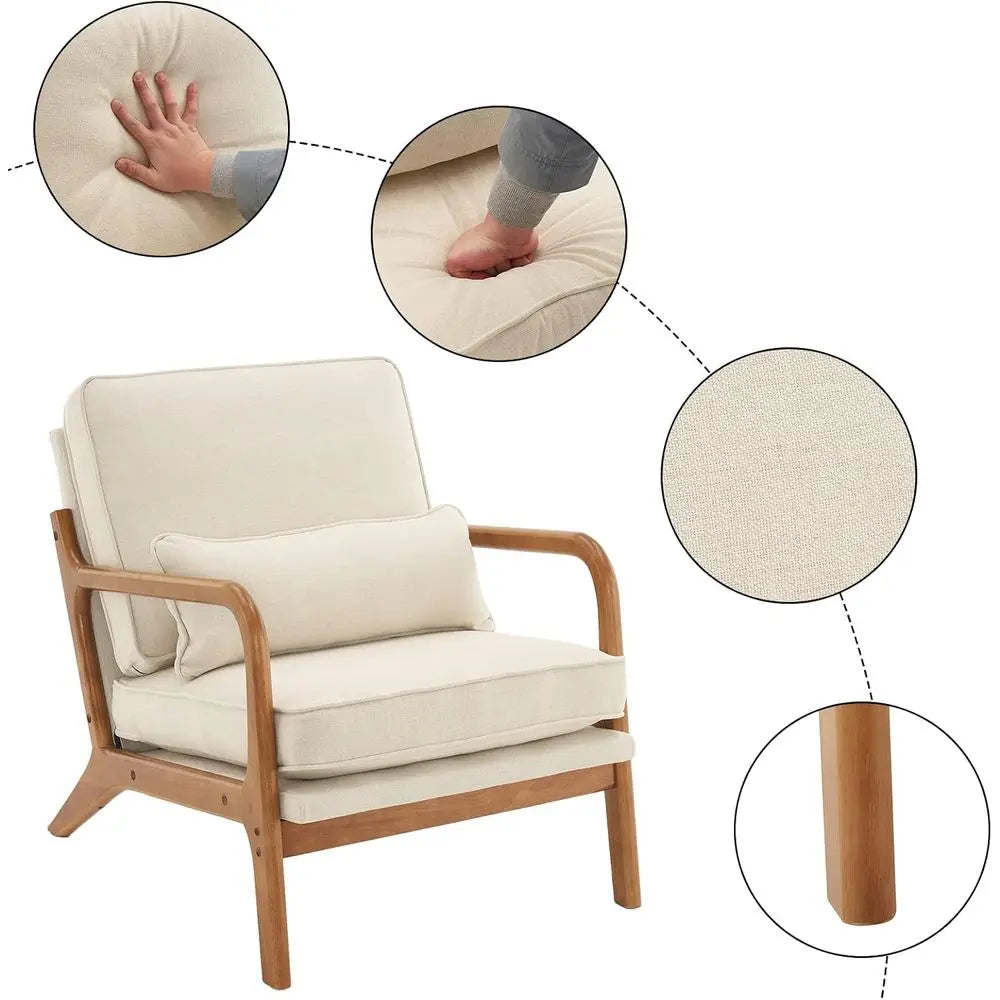 Upholstered Mid Century Accent Chairs Set Of Two For Living Room