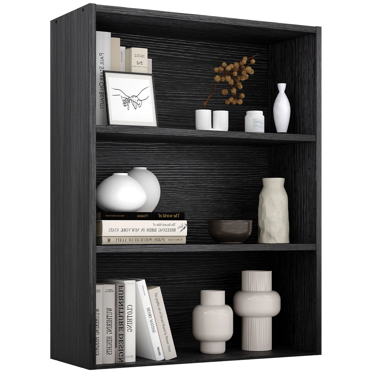 MCQ Wooden Bookshelf With Graduated Shelves For Home Storage