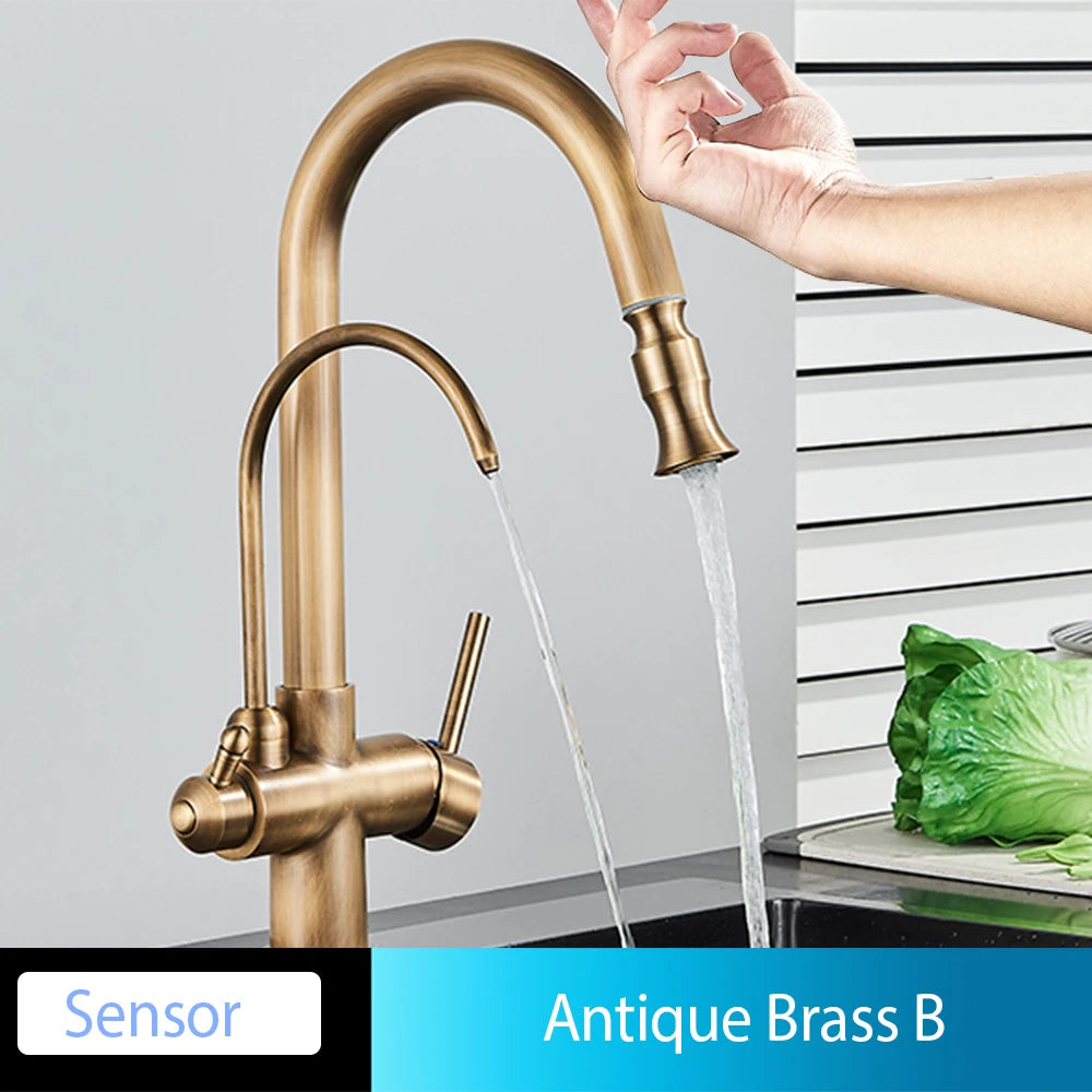 Onyzpily Touch Sensor Pull Out Kitchen Faucet Hot Cold Mixer