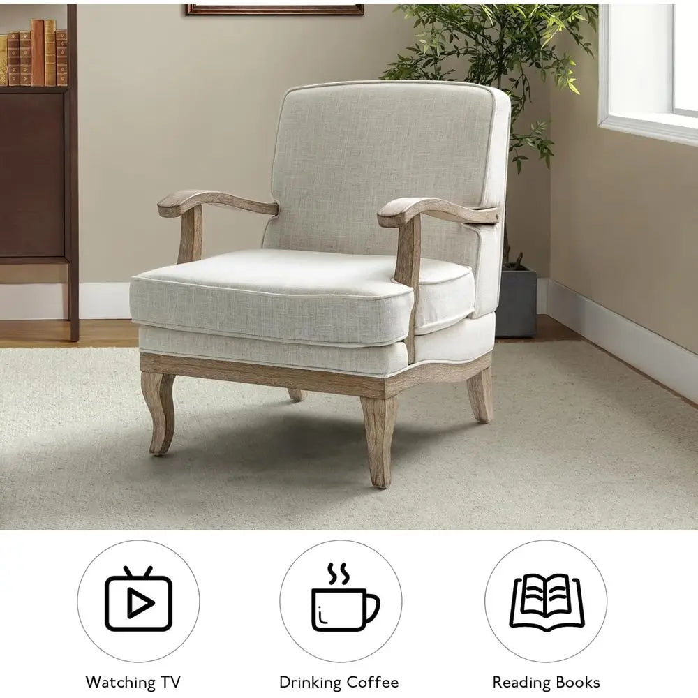 Upholstered Accent Lounge Chair With Striped Back And Wood Legs