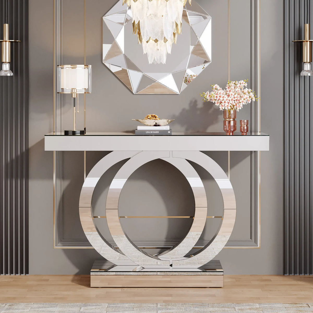 Tribesigns Modern Mirrored Console Table for Entryway and Living Room