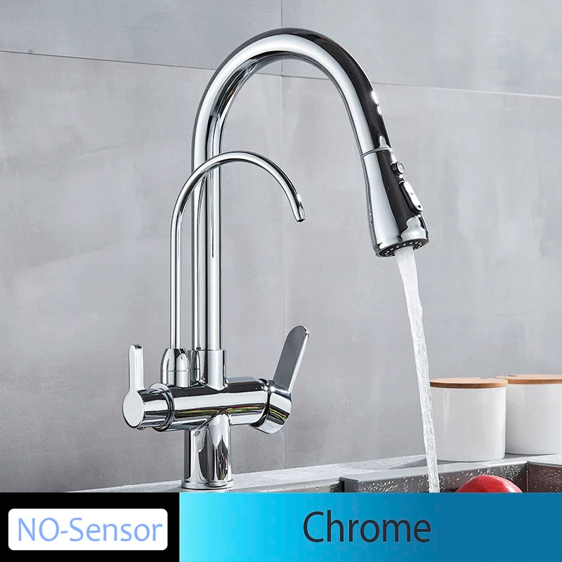 Onyzpily Touch Sensor Pull Out Kitchen Faucet Hot Cold Mixer
