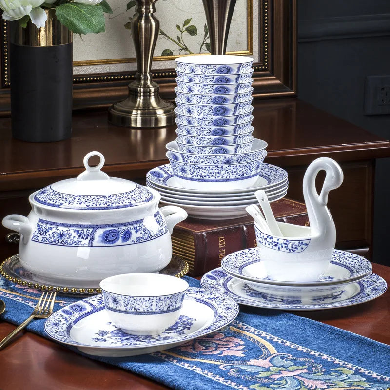 GuMiGD Jingdezhen Bone China Dinnerware Set With Bowls And Plates