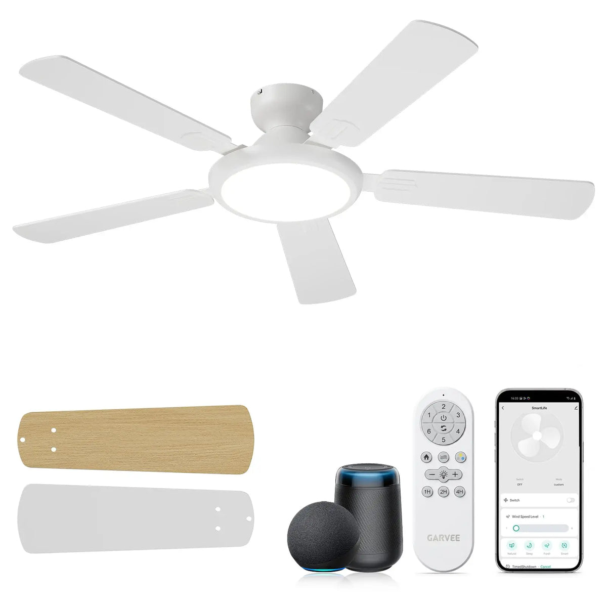 Adoolla Smart Ceiling Fan With Lights Alexa WiFi Remote