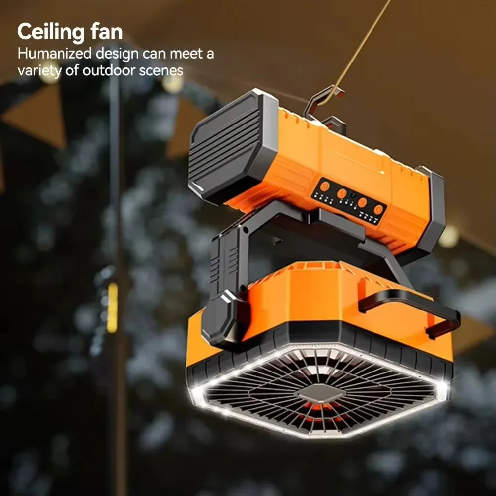 Rechargeable Camping Fan With LED Lantern And Remote Control for Outdoor Use