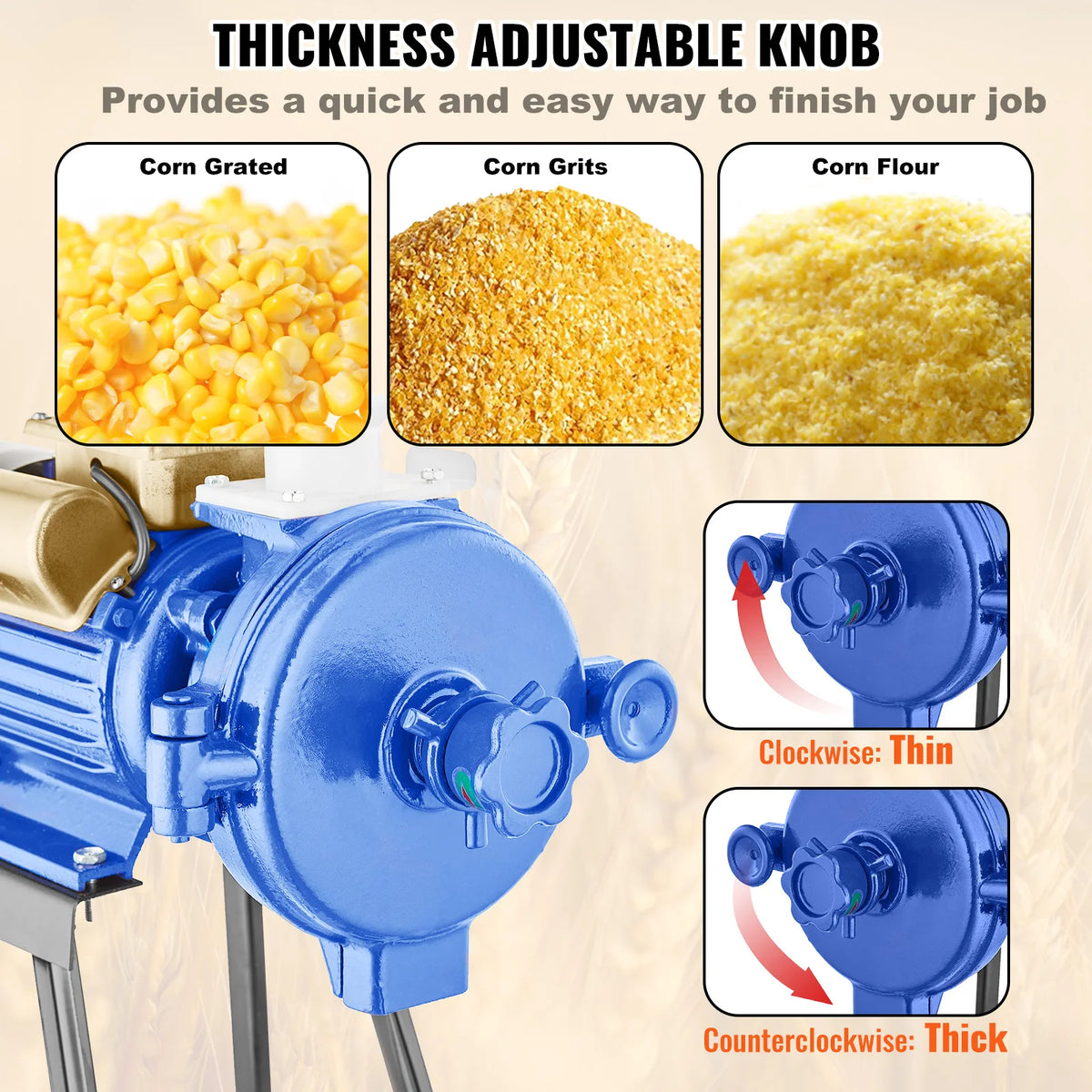 SucceBuy Electric Grain Mill Grinder 3000W Spice Grinders, Commercial Corn Mill with Funnel Cereal Wheat Grinders Dry Grinder