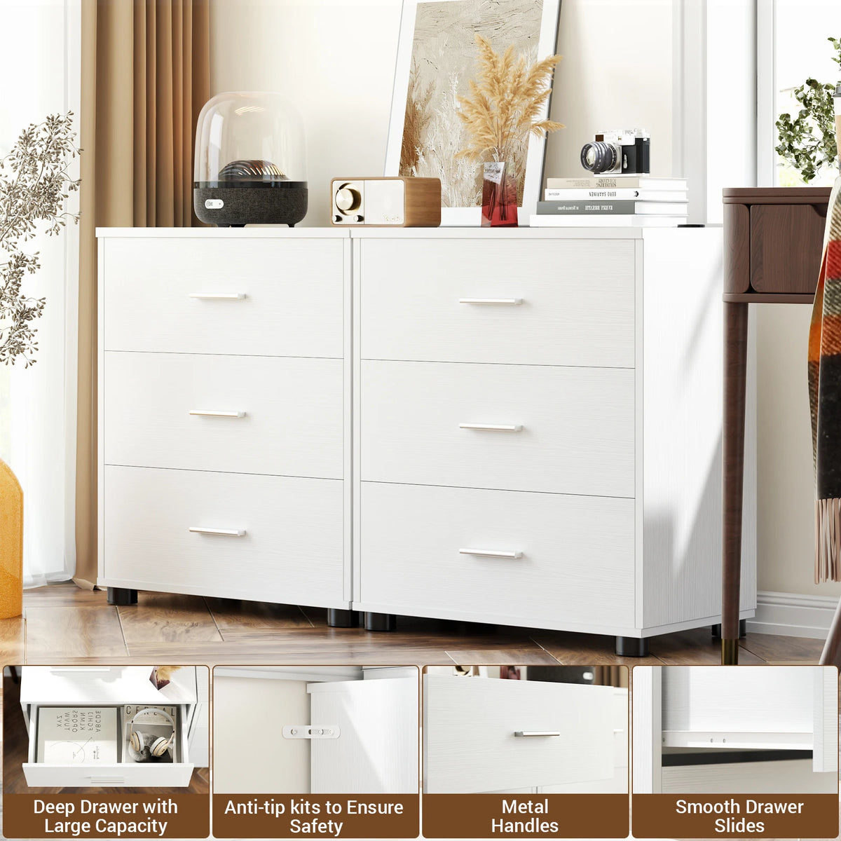 Aheaplus Wooden Drawer Storage Cabinet For Bedroom And Home Organization