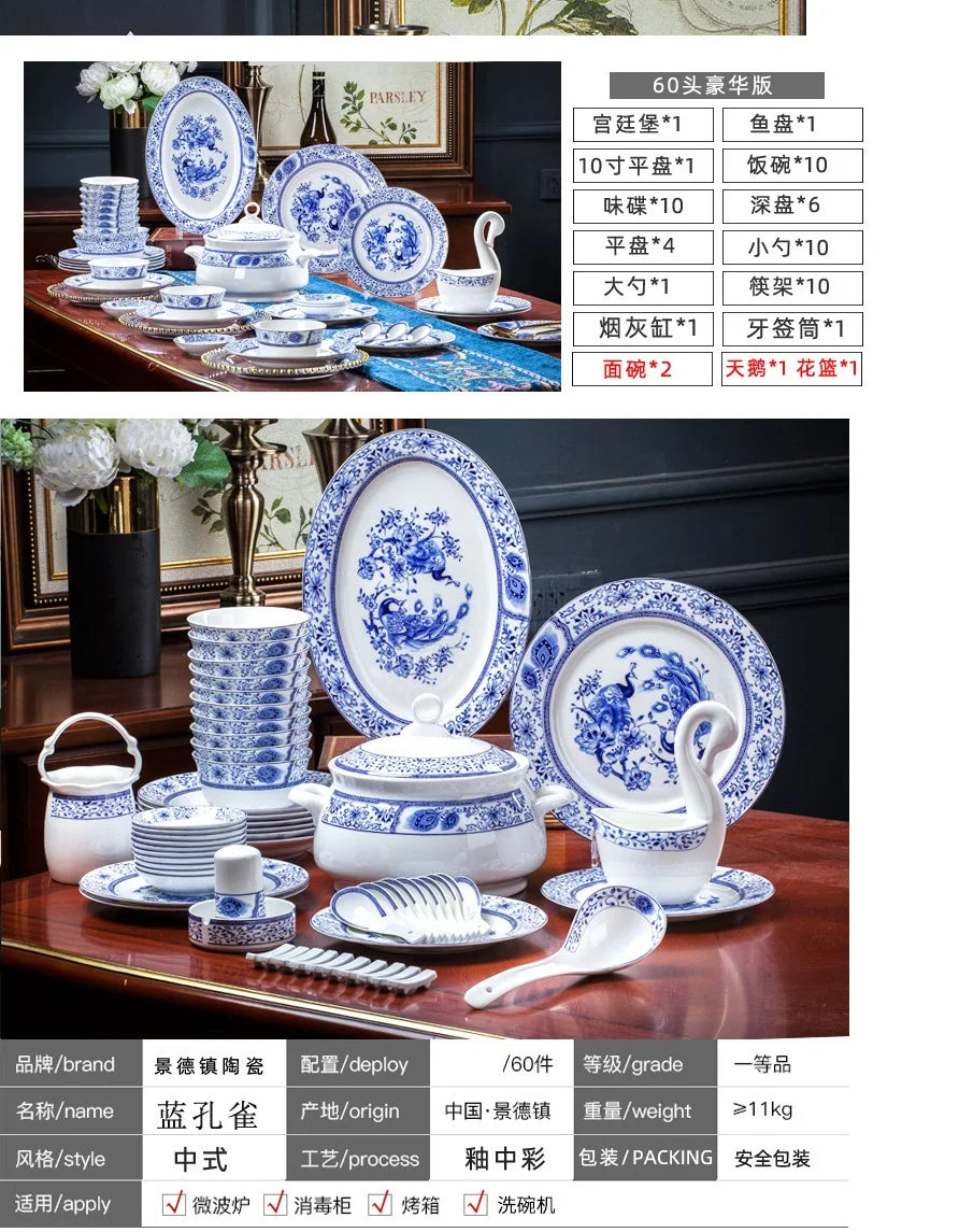 GuMiGD Jingdezhen Bone China Dinnerware Set With Bowls And Plates