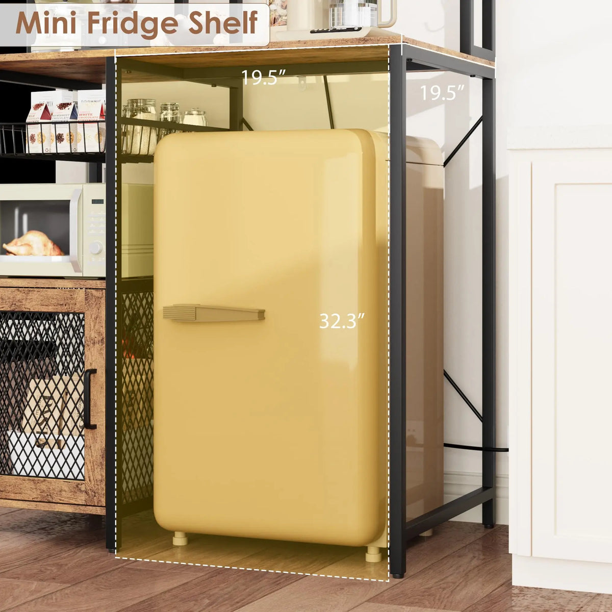 Kitchen Bakers Rack With Power Outlet And Storage Cabinet