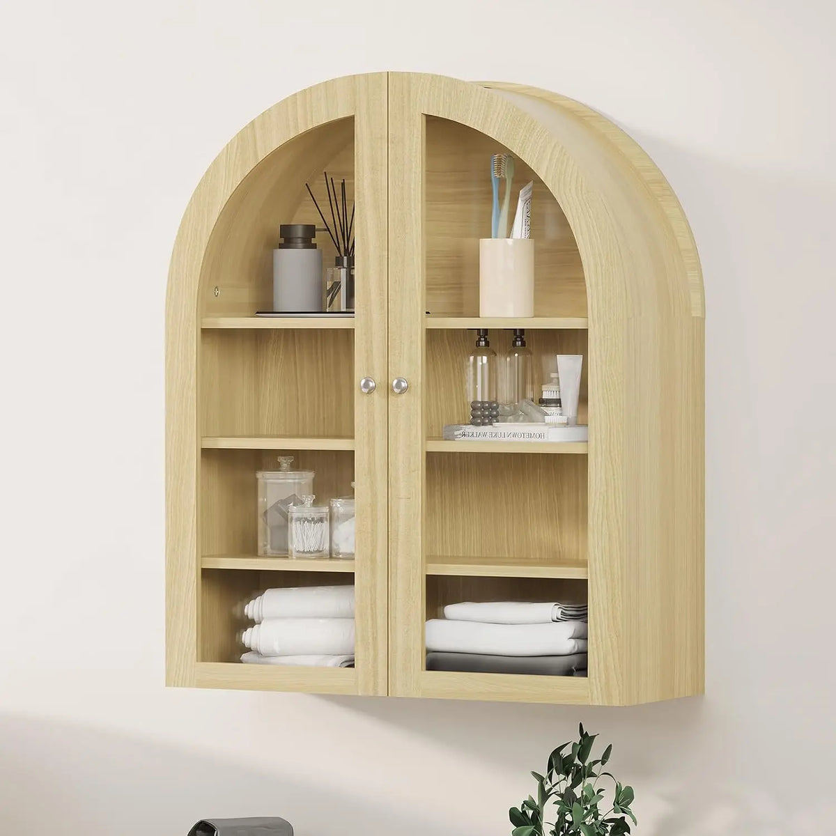 HiMISS Arched Bathroom Wall Cabinet With Doors And Adjustable Shelf