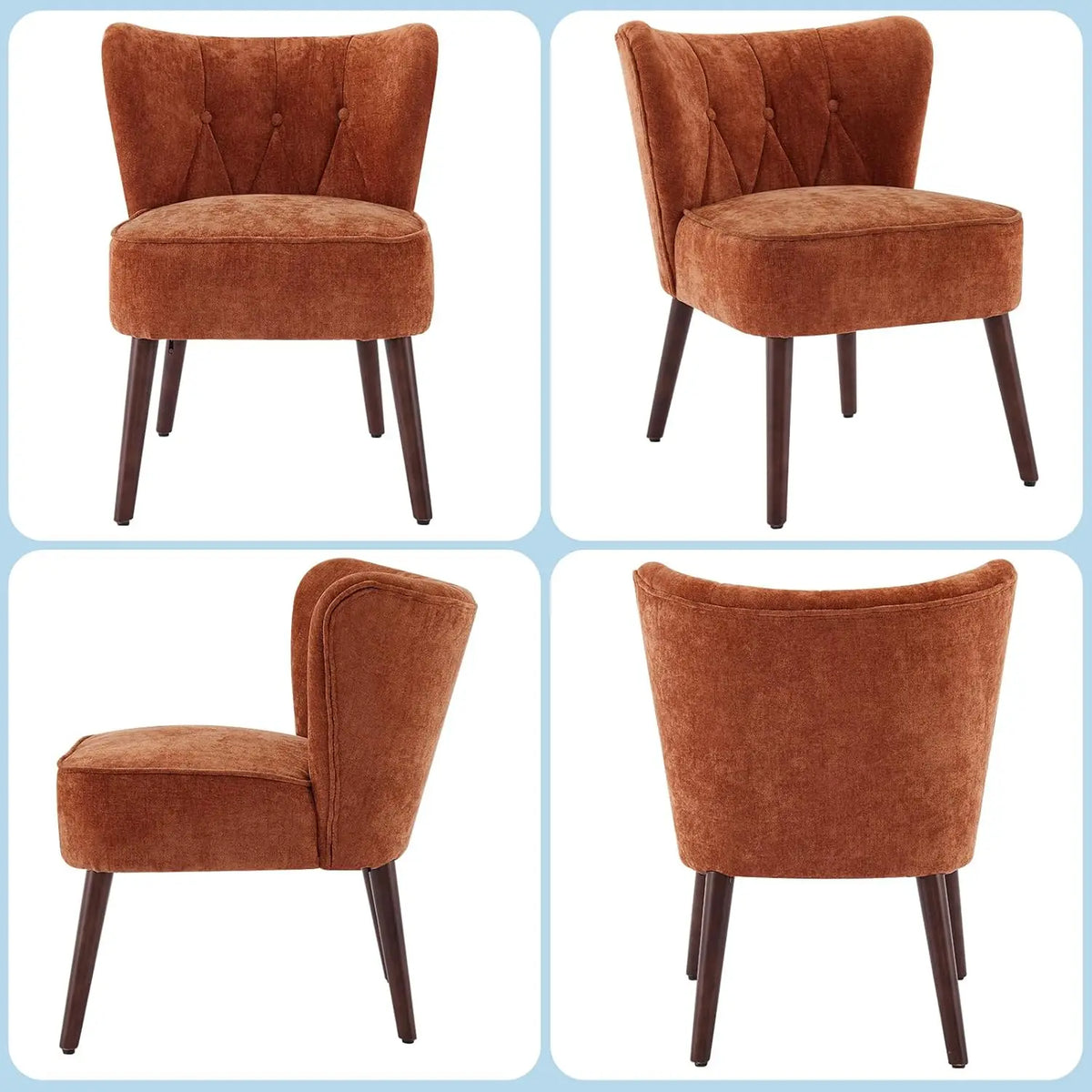Office Reception Room Chair Mid-Century Modern Armless Tufted Fabric Accent Chair, Ergonomic Upholstered Single Lounge Sofa with Solid Wood Legs for Home Living Room Bedroom, Brown