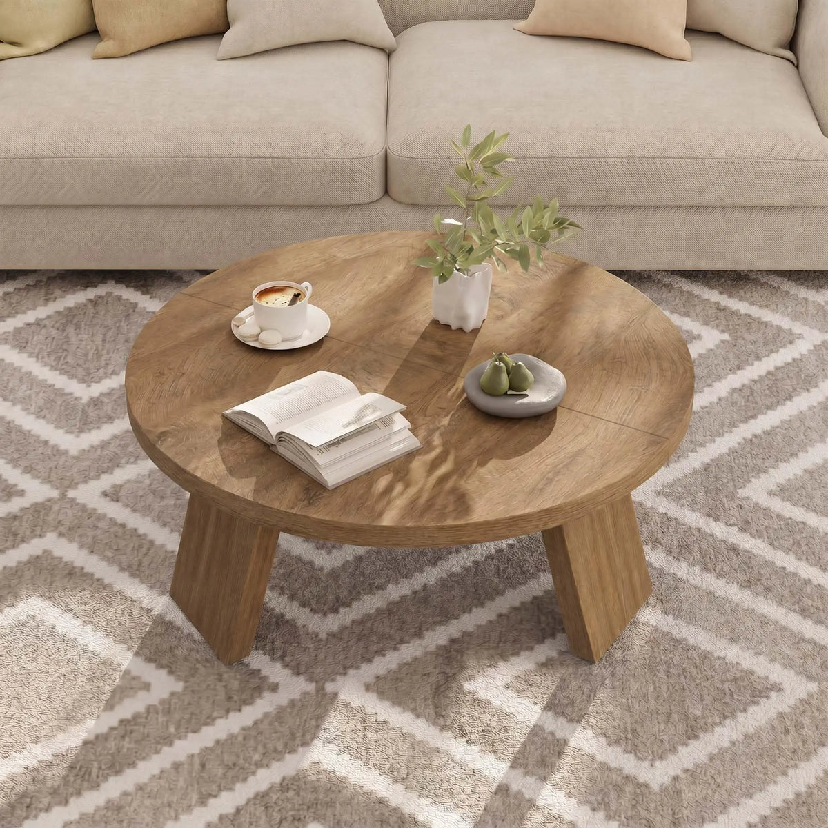 HiMISS Modern Coffee Table With Wood Grain And Angled Legs