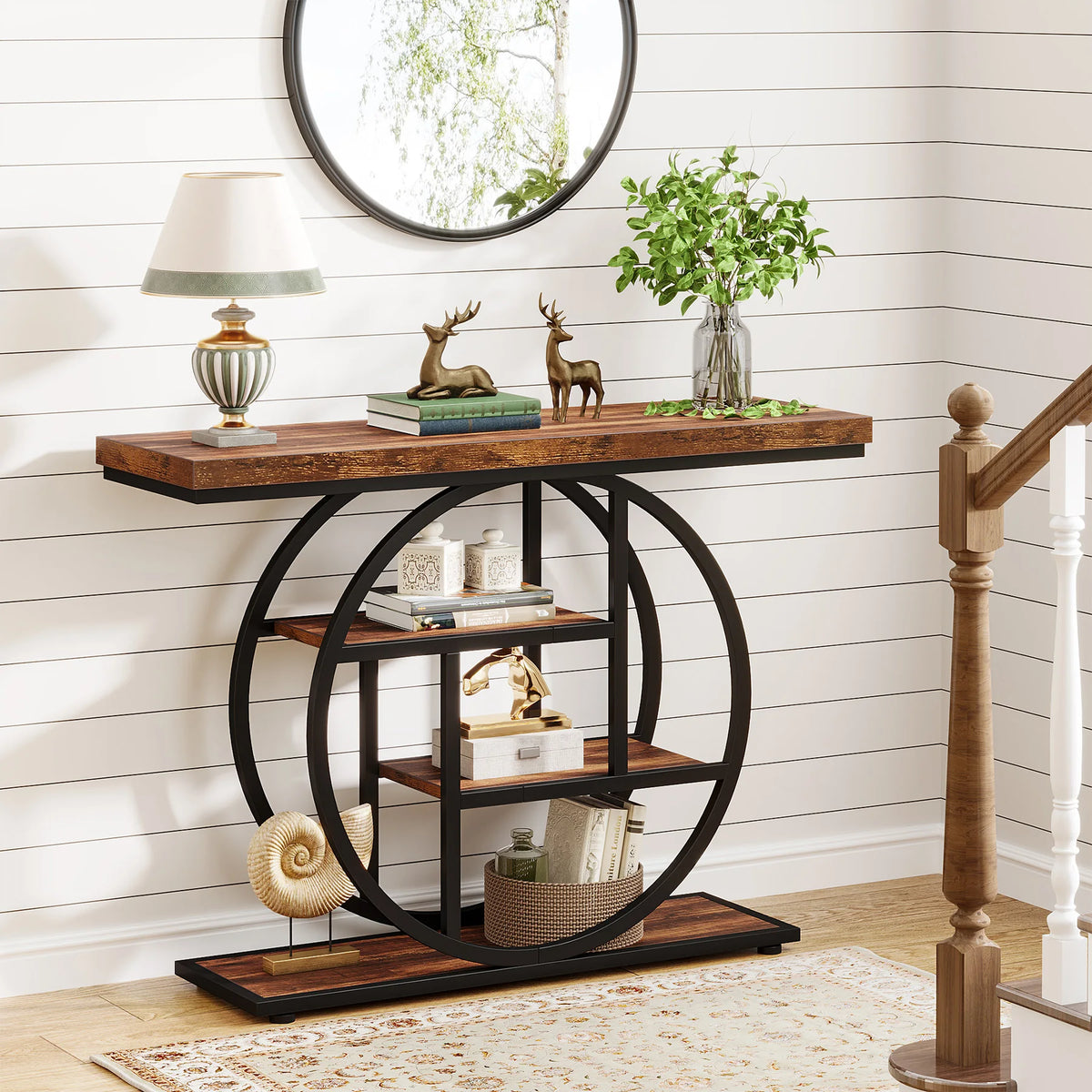 Tribesigns Four Tier Industrial Console Table With Storage