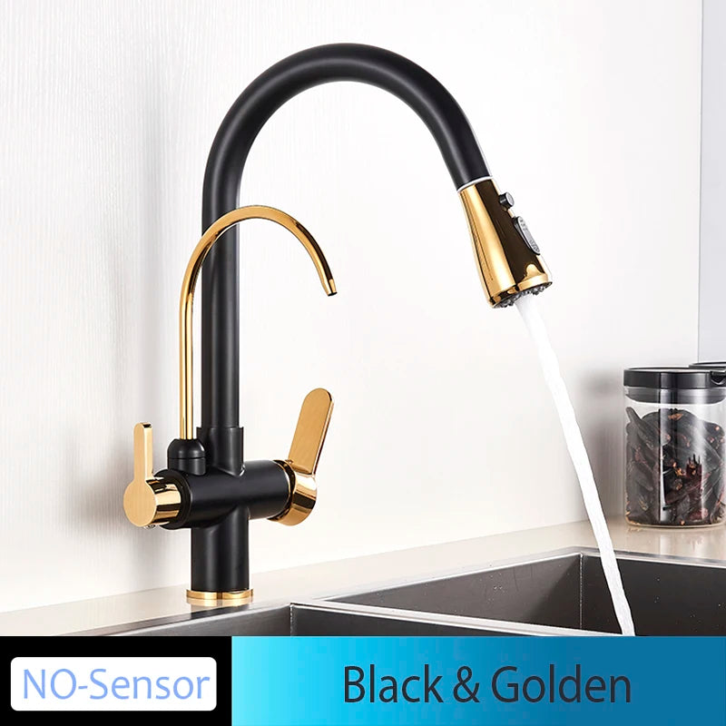 Onyzpily Touch Sensor Pull Out Kitchen Faucet Hot Cold Mixer