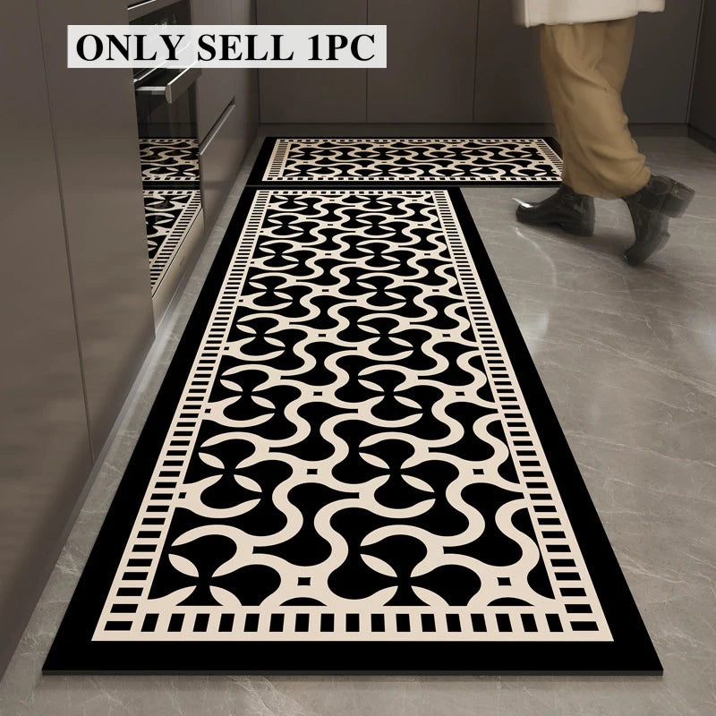 Kitchen Floor Mat PVC Leather Waterproof Non-slip Carpet Retro Style Rug Long Oil-proof Foot Mats Home Decoration Rugs 주방 카펫