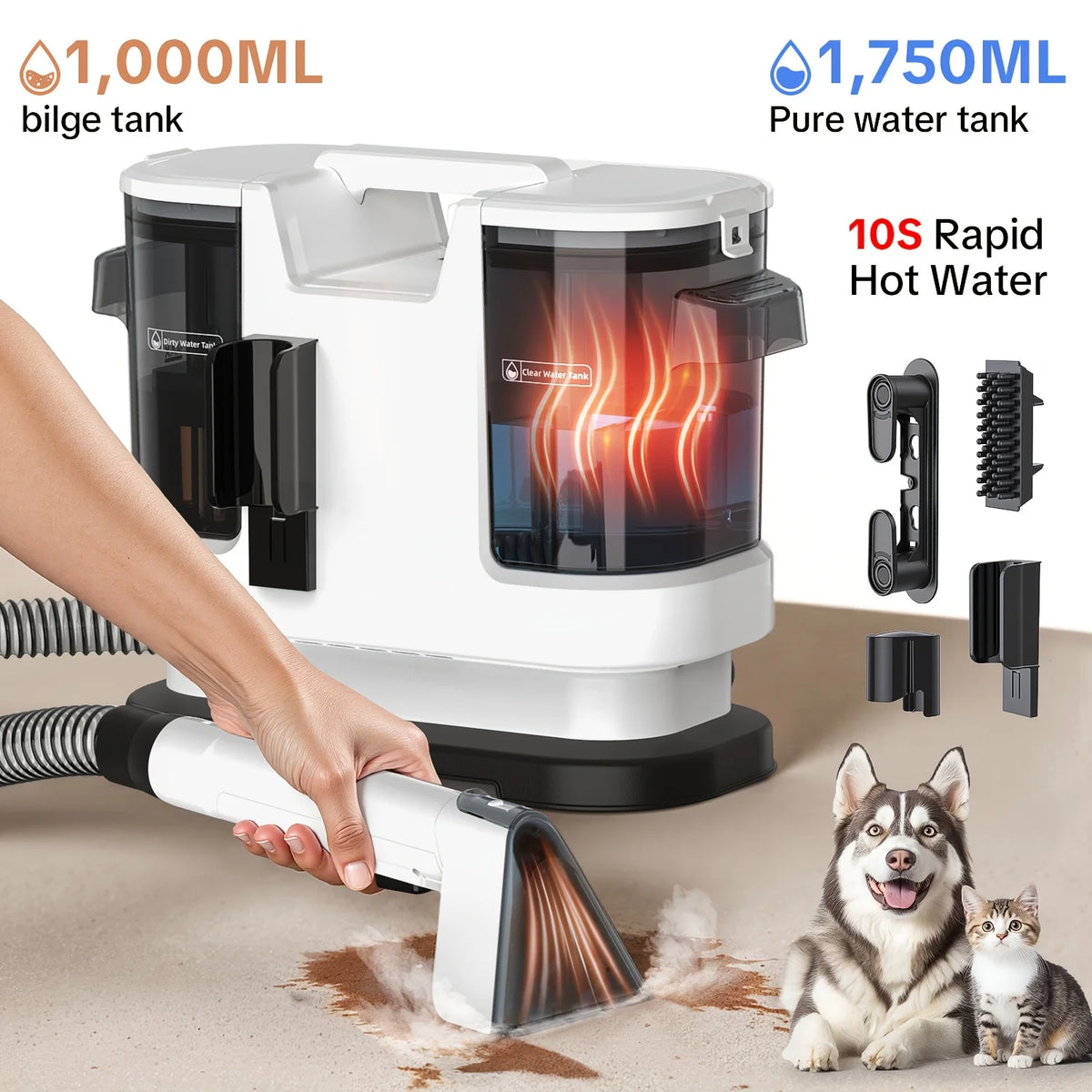 Lubluelu Heated Carpet Cleaner With Powerful Suction And Self Cleaning