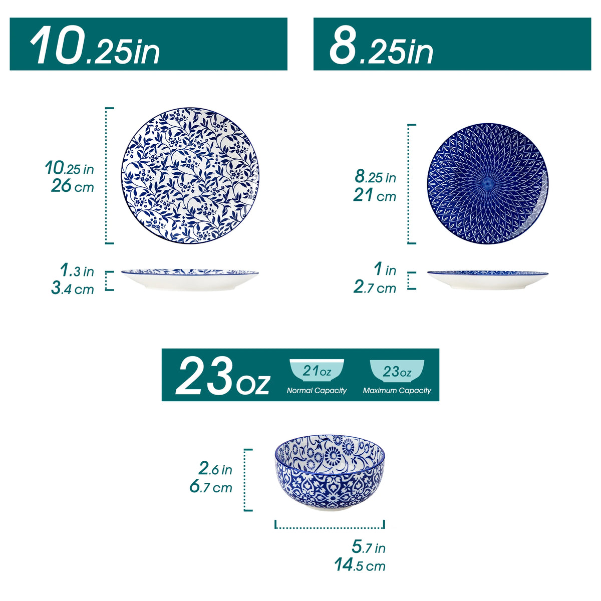 MALACASA Ceramic Dinnerware Plates And Bowls Tableware Set