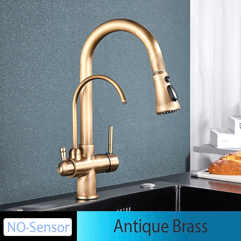 Onyzpily Touch Sensor Pull Out Kitchen Faucet Hot Cold Mixer