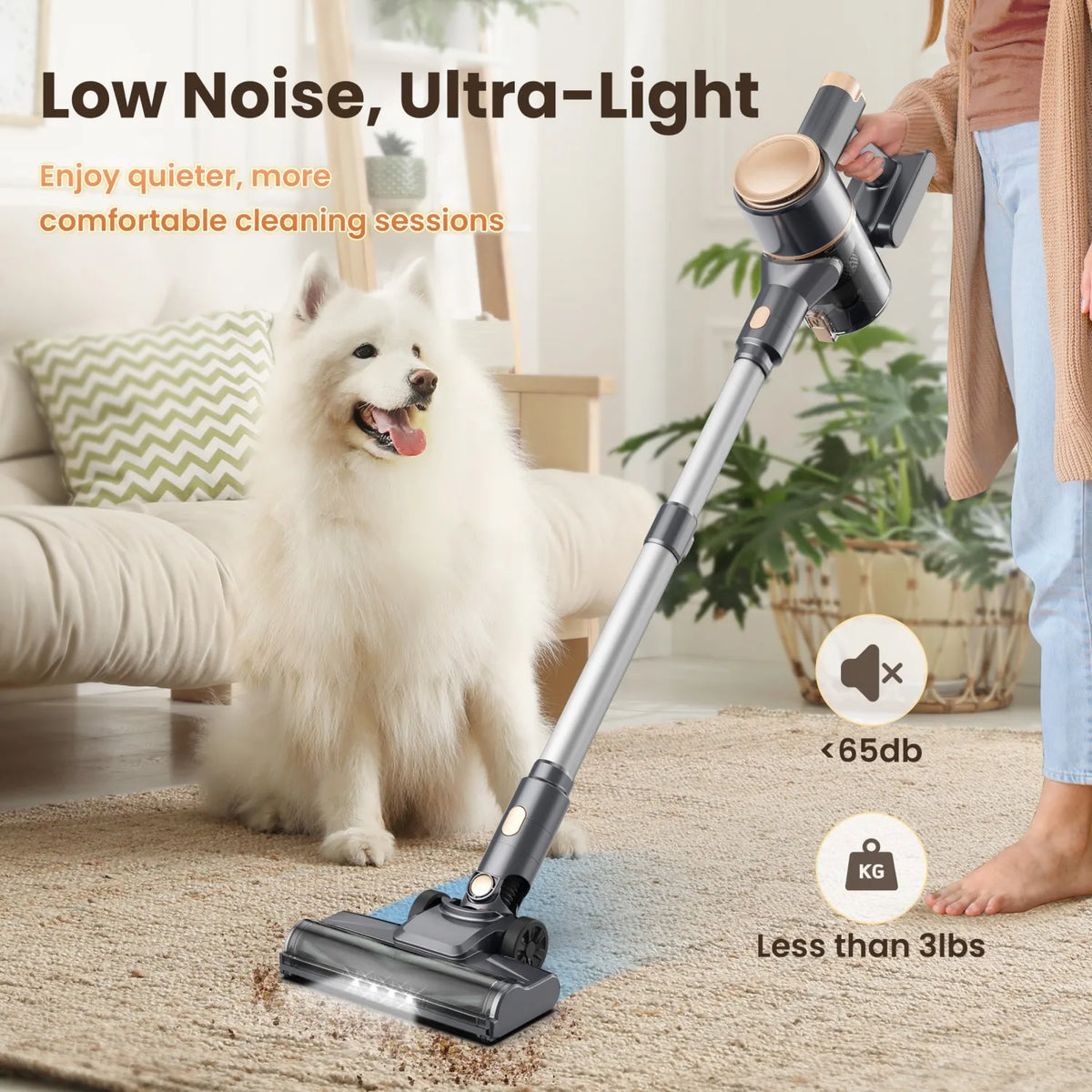 YISORA N8 Cordless Vacuum Cleaner for Pet Hair and Carpets