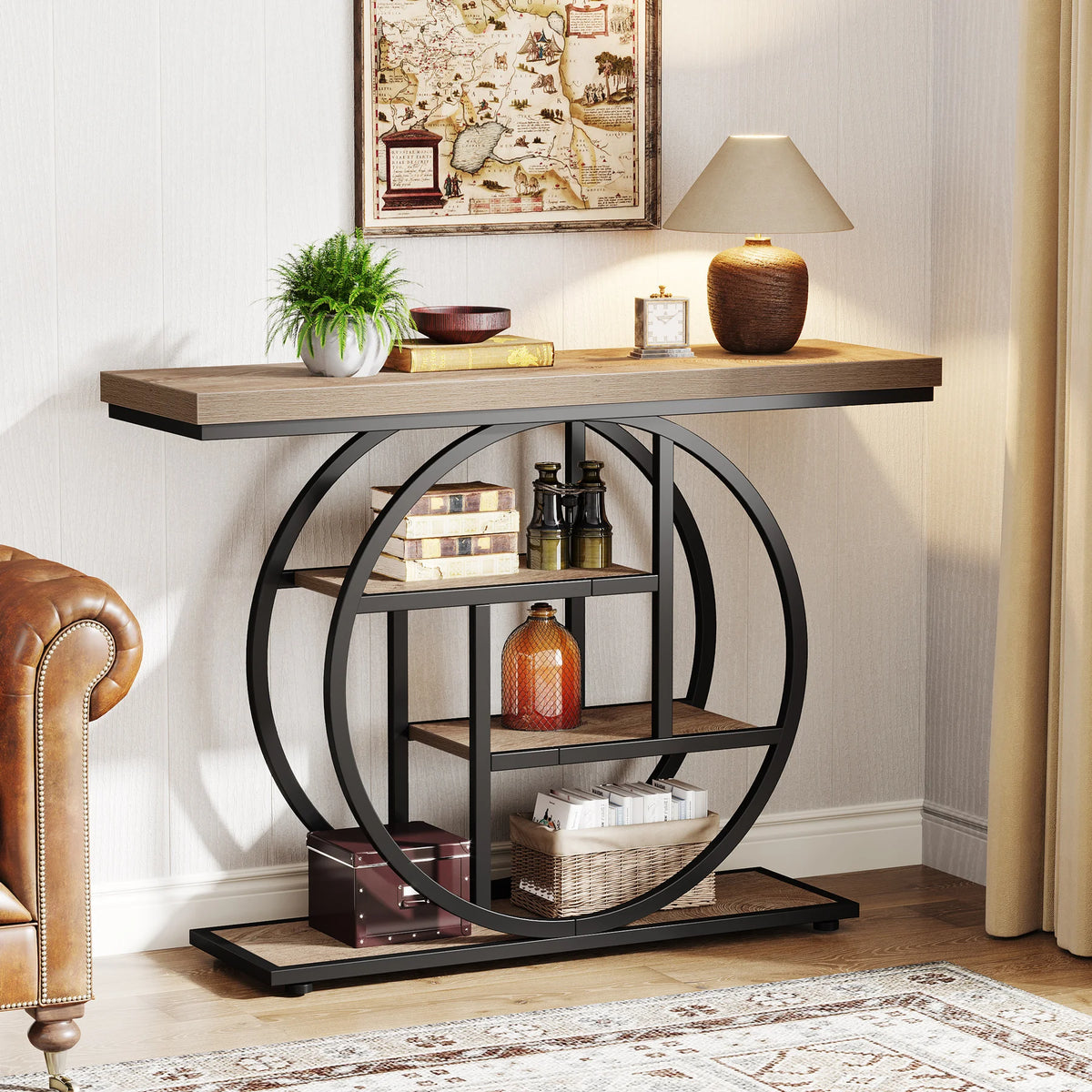 Tribesigns Four Tier Industrial Console Table With Storage