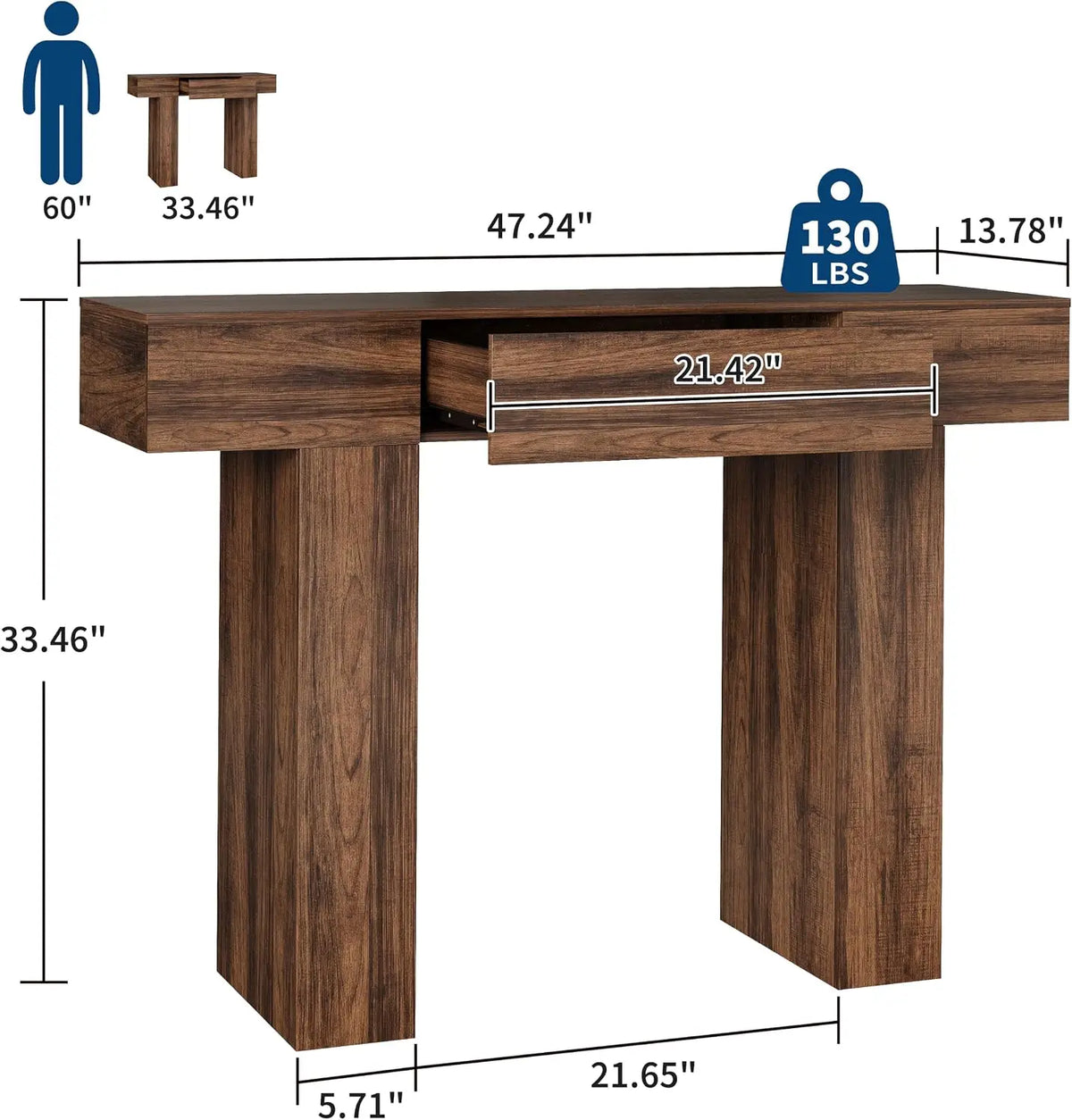HiMISS Farmhouse Console Table With Drawer For Entryways