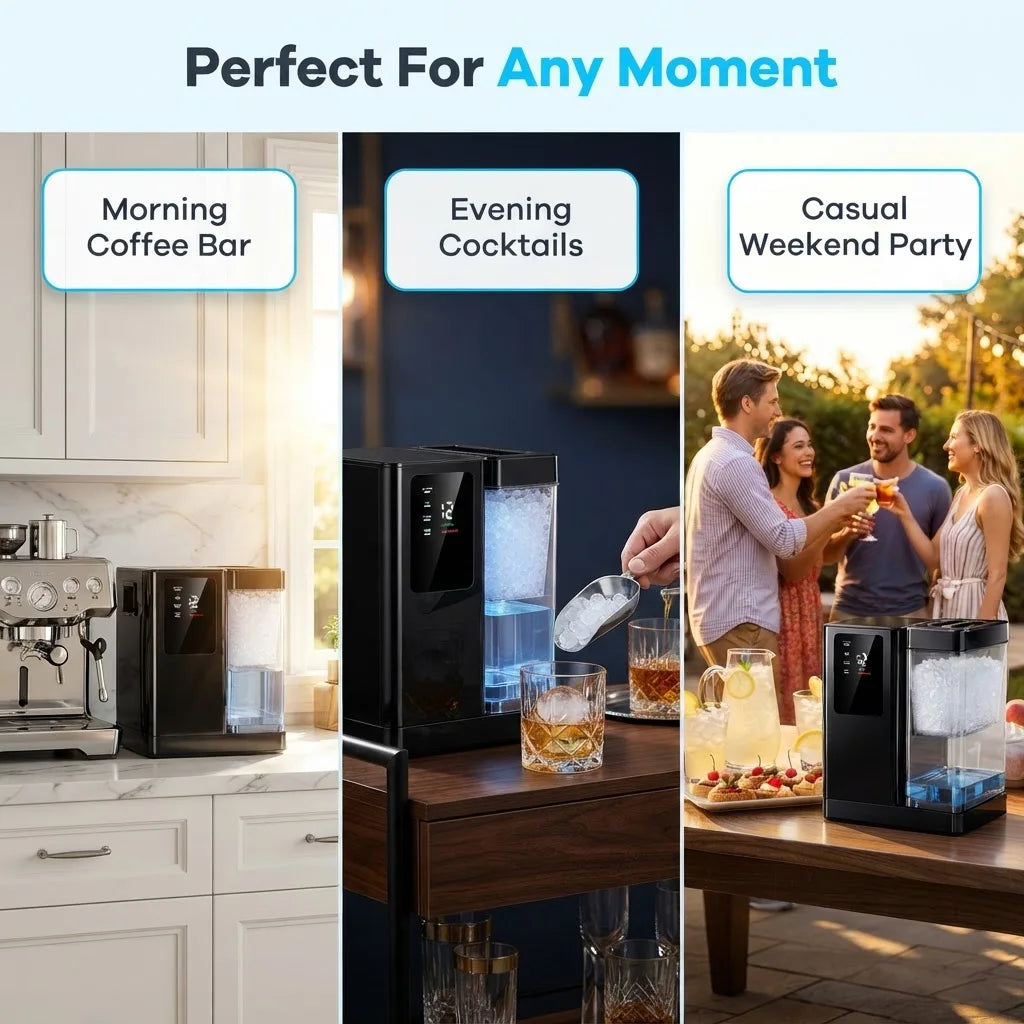 PHILERGO Portable Nugget Ice Maker With Self Cleaning Function