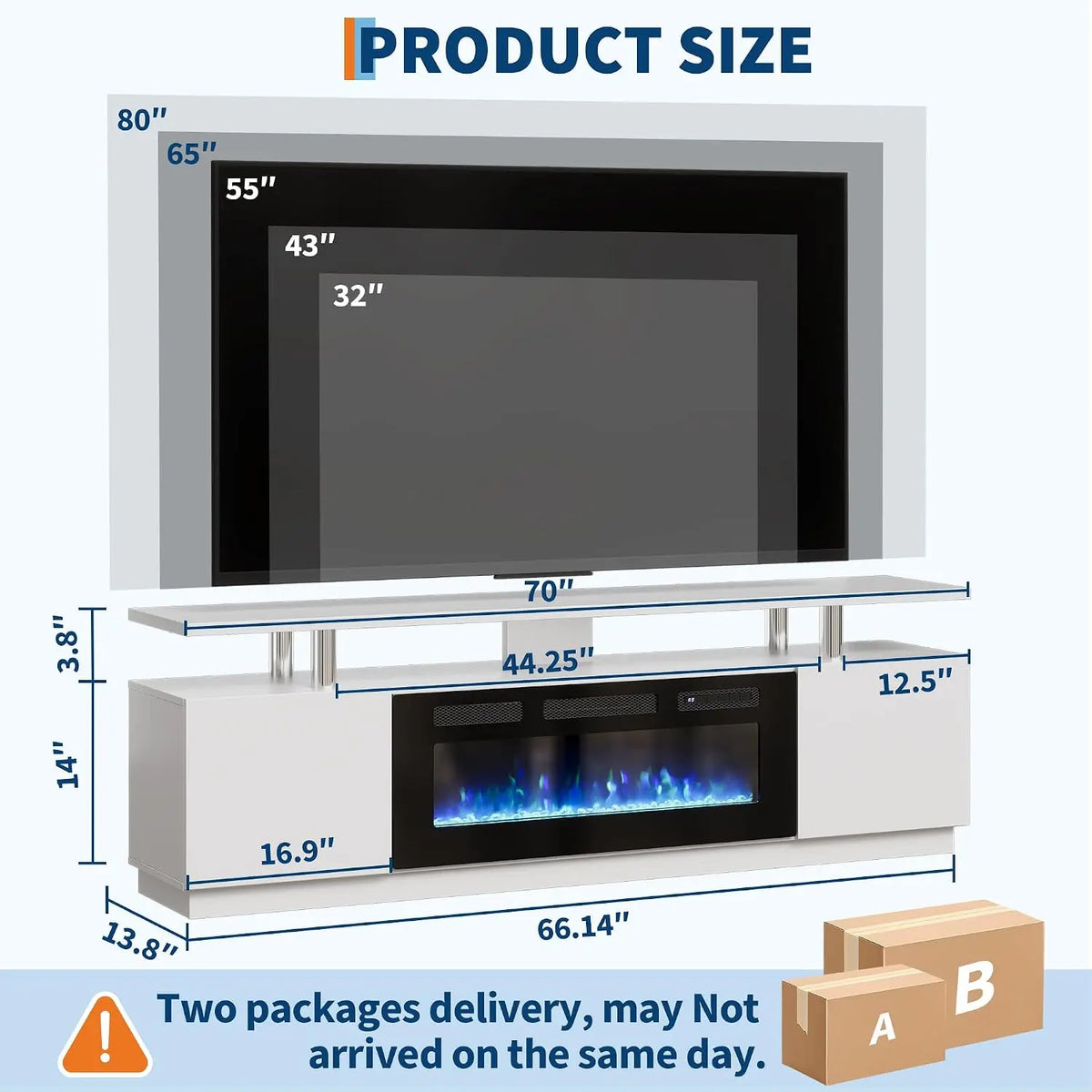 Modern Electric Fireplace TV Stand With Cabinets And Media Storage