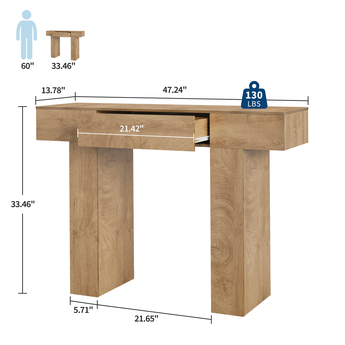 HiMISS Farmhouse Console Table With Drawer For Entryways