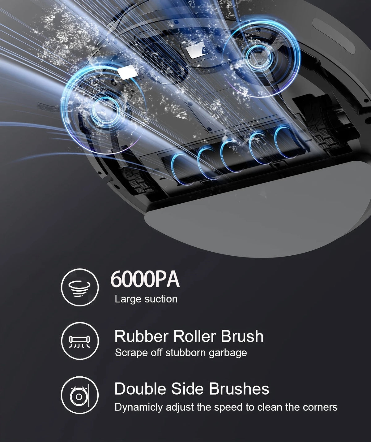 Robot Vacuum Cleaner Combo and Mop 6000PA Strong Suction Robotic App& Remote Control Self-Charging Smart Mapping for Pet Hair
