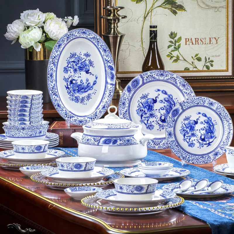 GuMiGD Jingdezhen Bone China Dinnerware Set With Bowls And Plates