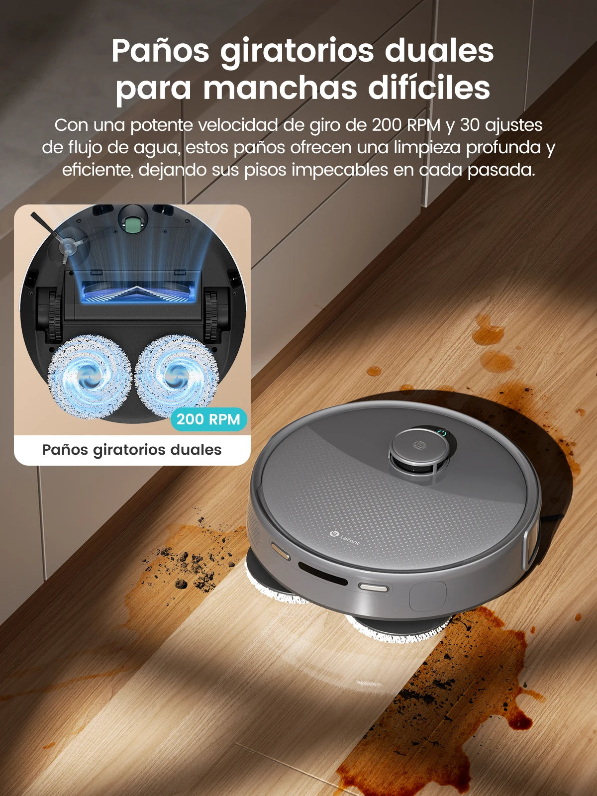 Lefant M3 Max Robot Vacuum, Robot Vacuum and Mop, 20000Pa Suction, Anti-Tangle Brushes, Dual Spinning Mop, Auto Mop Washing