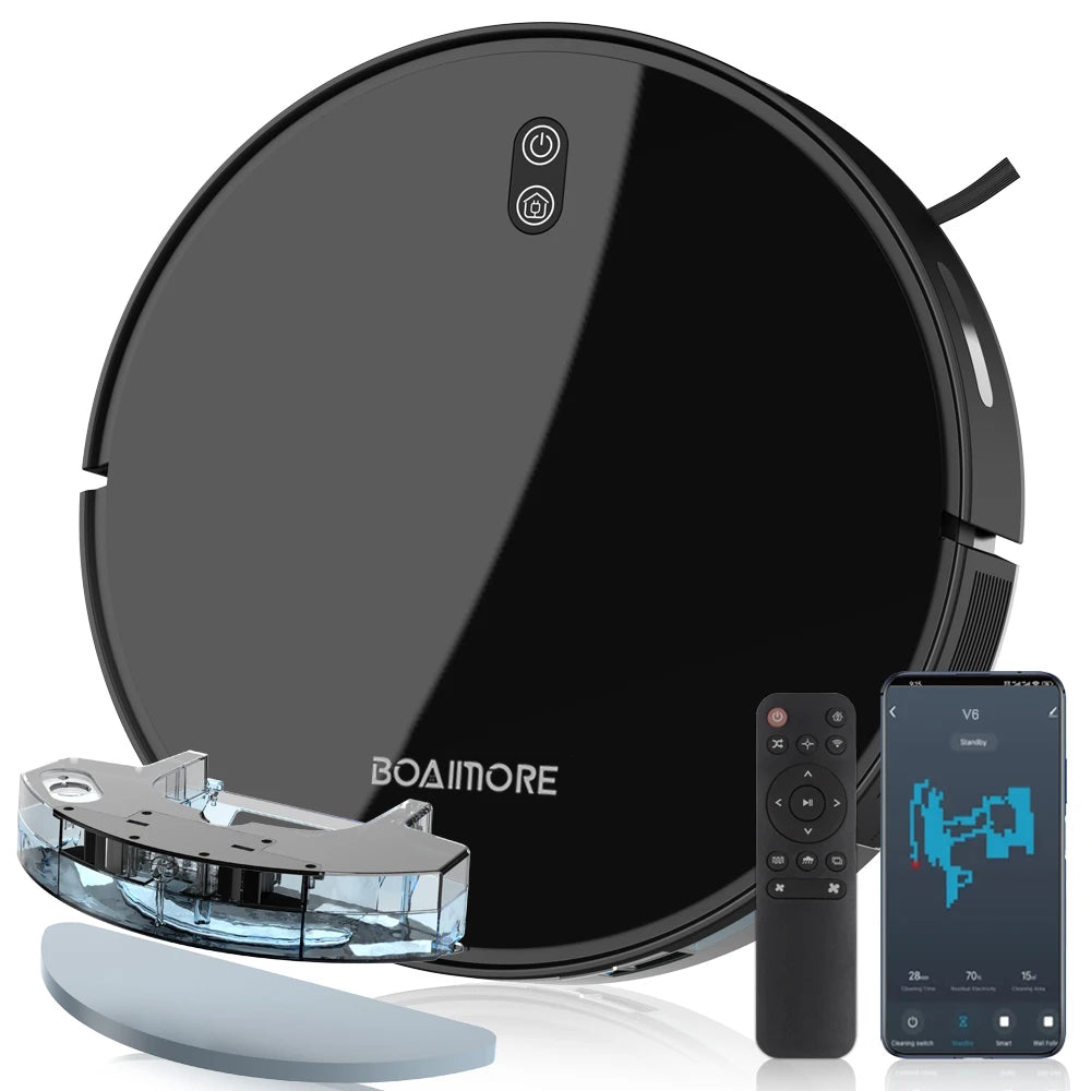 Robot Vacuum Cleaner Combo and Mop 6000PA Strong Suction Robotic App& Remote Control Self-Charging Smart Mapping for Pet Hair