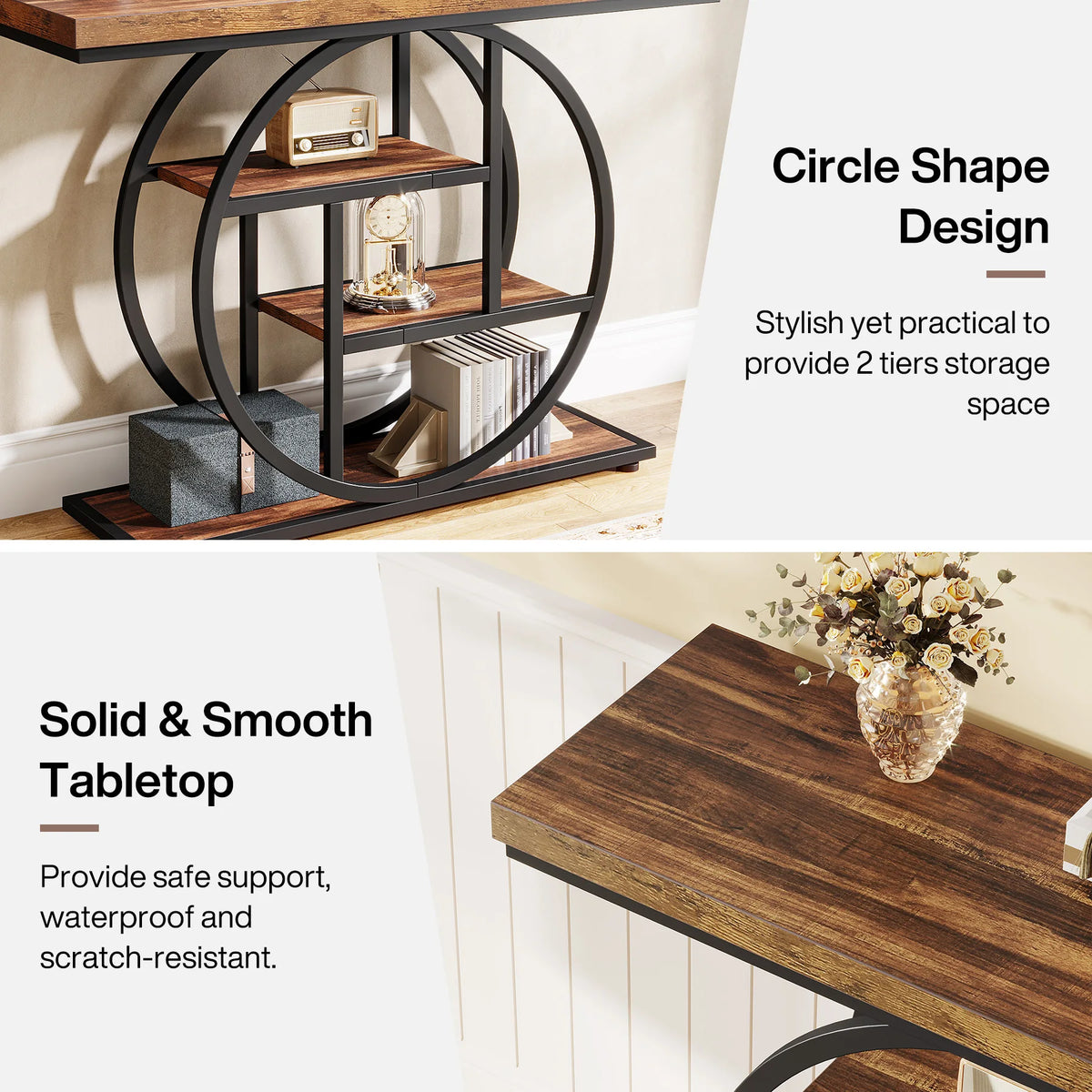 Tribesigns Four Tier Industrial Console Table With Storage