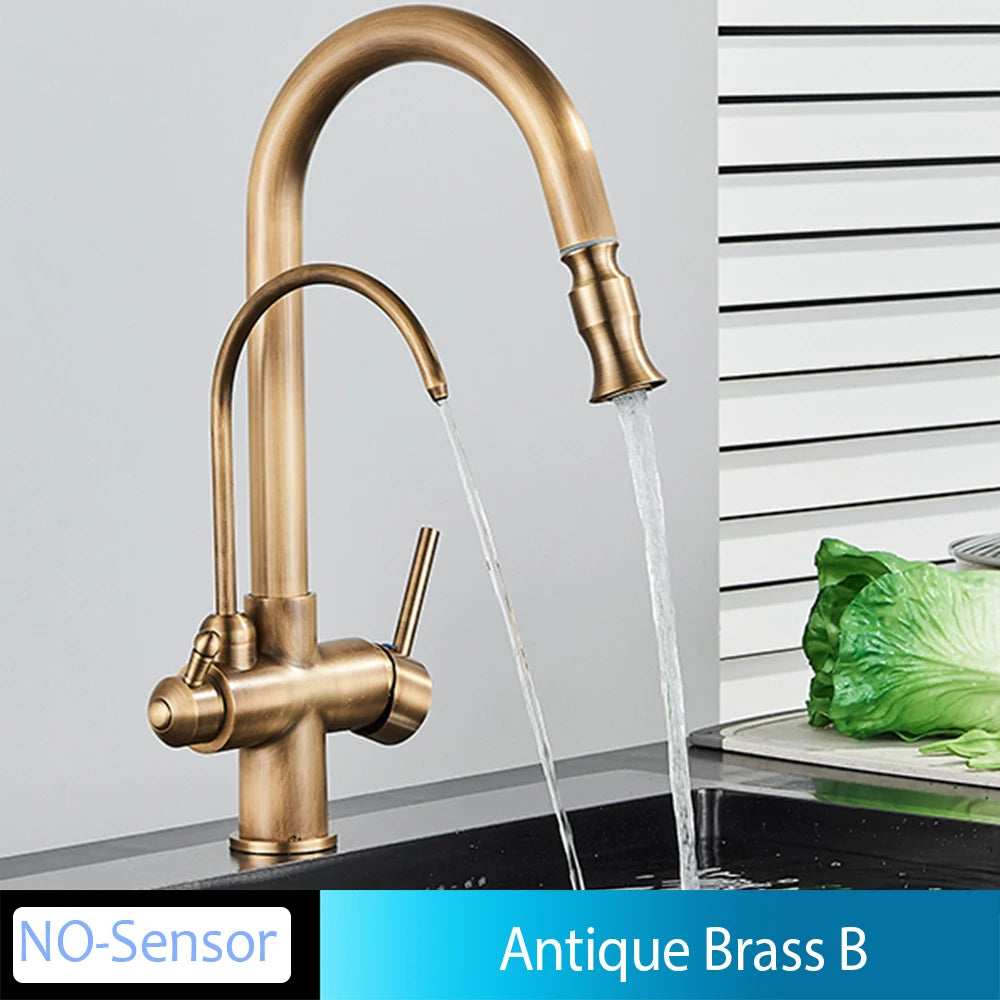 Onyzpily Touch Sensor Pull Out Kitchen Faucet Hot Cold Mixer