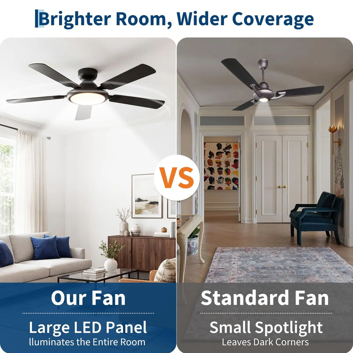 52" Smart Ceiling Fan With Lights, Compatible With Alexa, WiFi App & Remote, Low Profile Flush Mount, Quiet DC Motor
