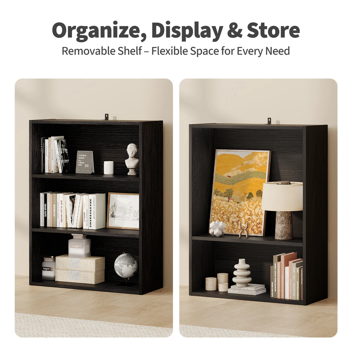 MCQ Wooden Bookshelf With Graduated Shelves For Home Storage