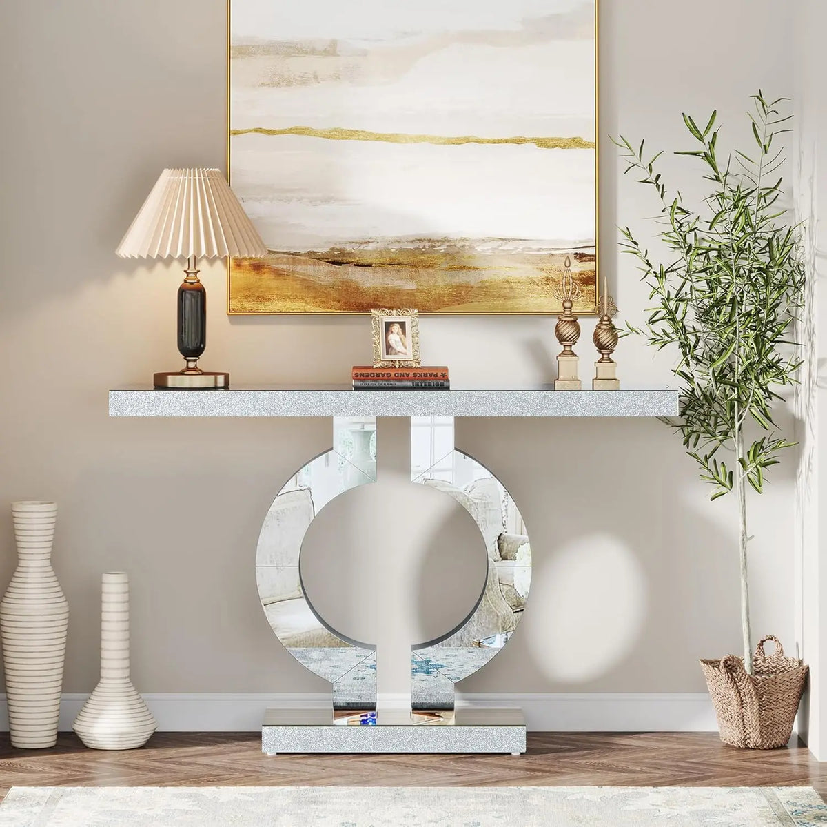 Tribesigns Modern Mirrored Console Table for Entryway and Living Room